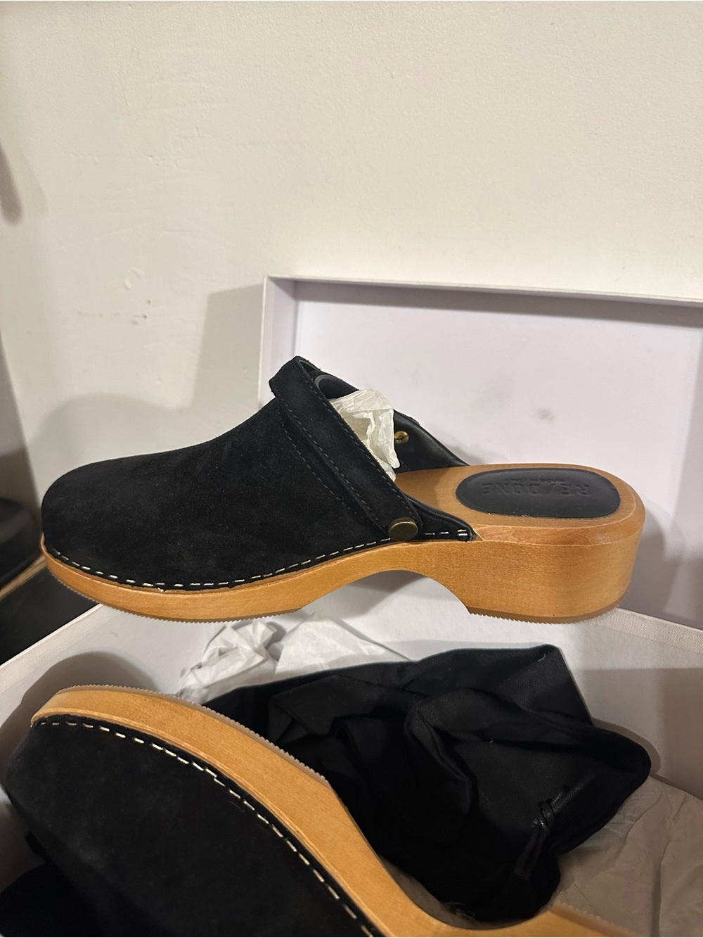 NEW RE/DONE 70s Classic Clogs Black Suede Size 41 / US 10 NIB